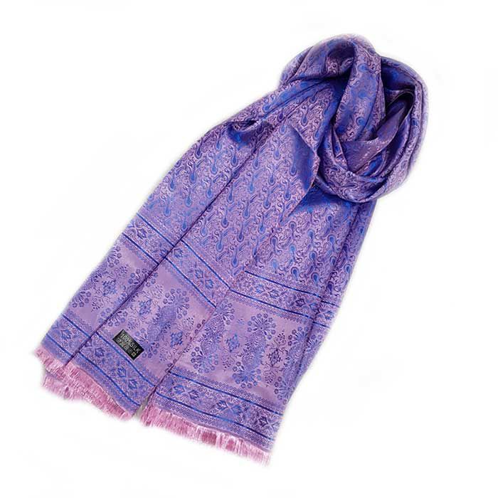 ผ้าพันคอ Sarong Thai Silk Scarf - Purple