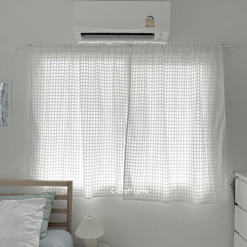 แนะนำ ผ้าม่าน ผ้าม่านผ้าฝ้าย ผ้าม่านสไตล์มินิมอล กว้าง110สูง130cm ผ้าม่านหน้าต่าง ผ้าม่านลายตาราง  ผ้าม่านวินเทจ ราคาพิเศษ มีเก็บเงินปลายทาง
