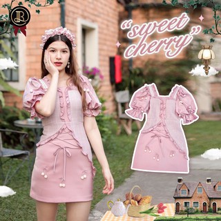 BLT BRAND การันตีเสื้อผ้าแบรนด์แท้ มินิเดรสสีชมพูหวานๆแขนตุ๊กตา SWEET CHERRY Size Xs สินค้ามีตำหนิด้ายรัน มีภาพ