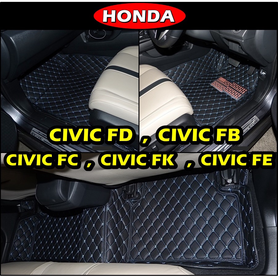 พรมรถยนต์ 6D HONDA  CIVIC FD , CIVIC FB , CIVIC FC , CIVIC FK , CIVIC FE 2022 พรม6D เข้ารูป เต็มคัน
