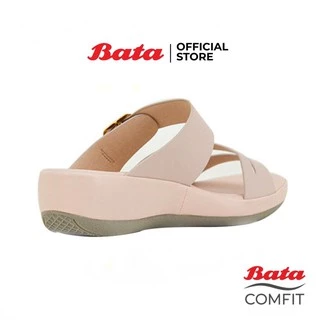 Bata รองเทาเเตะลำลอง SLIP ON แบบสวม ใส่ง่ายน้ำหนักเบา ดีไซน์เก๋ สูง 1.5 นิ้ว สีเบจ รหัส 6618838
