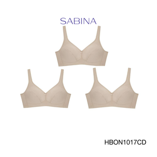 Sabina ซาบีน่า เสื้อชั้นใน (Set 3 ชิ้น)(ไม่มีโครง) รุ่น Habpy Adult รหัส HBON1017CD สีเนื้อเข้ม