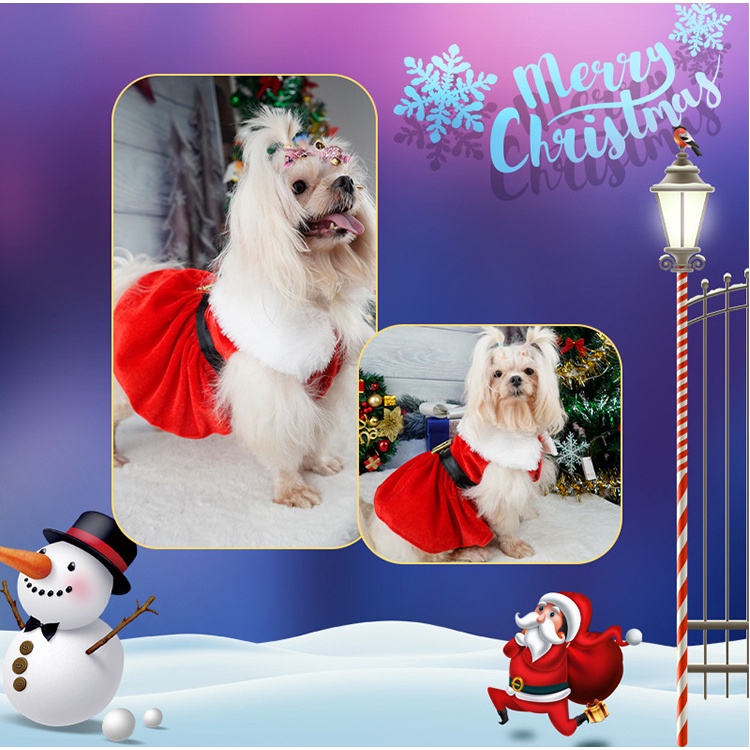 แฟชั่นน่ารักซานตาคลอสสุนัขกระโปรงนุ่มระบายอากาศแมวคริสต์มาสชุดสัตว์เลี้ยงที่อบอุ่นคริสต์มาสเครื่องแต่งกาย คริสต์มาส - รูปที่ 6