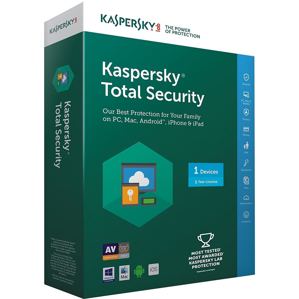 Kaspersky Total Security 2018 (1PC/1Y) แบบกล่อง ของแท้
