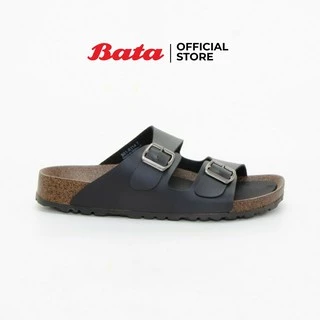 *Best Seller* Bata บาจา รองเท้าแตะแบบสวมดีไซน์สายคาดเข็มขัด 2 เส้น สำหรับผู้ชาย รุ่น Fabbo สีดำ 8616114