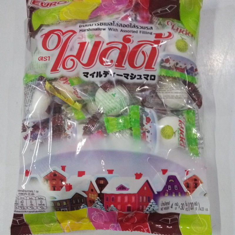 ขนมมาร์ชเมลโล่รวมรสตราไมล์ดี้4กรัม30ชิ้น