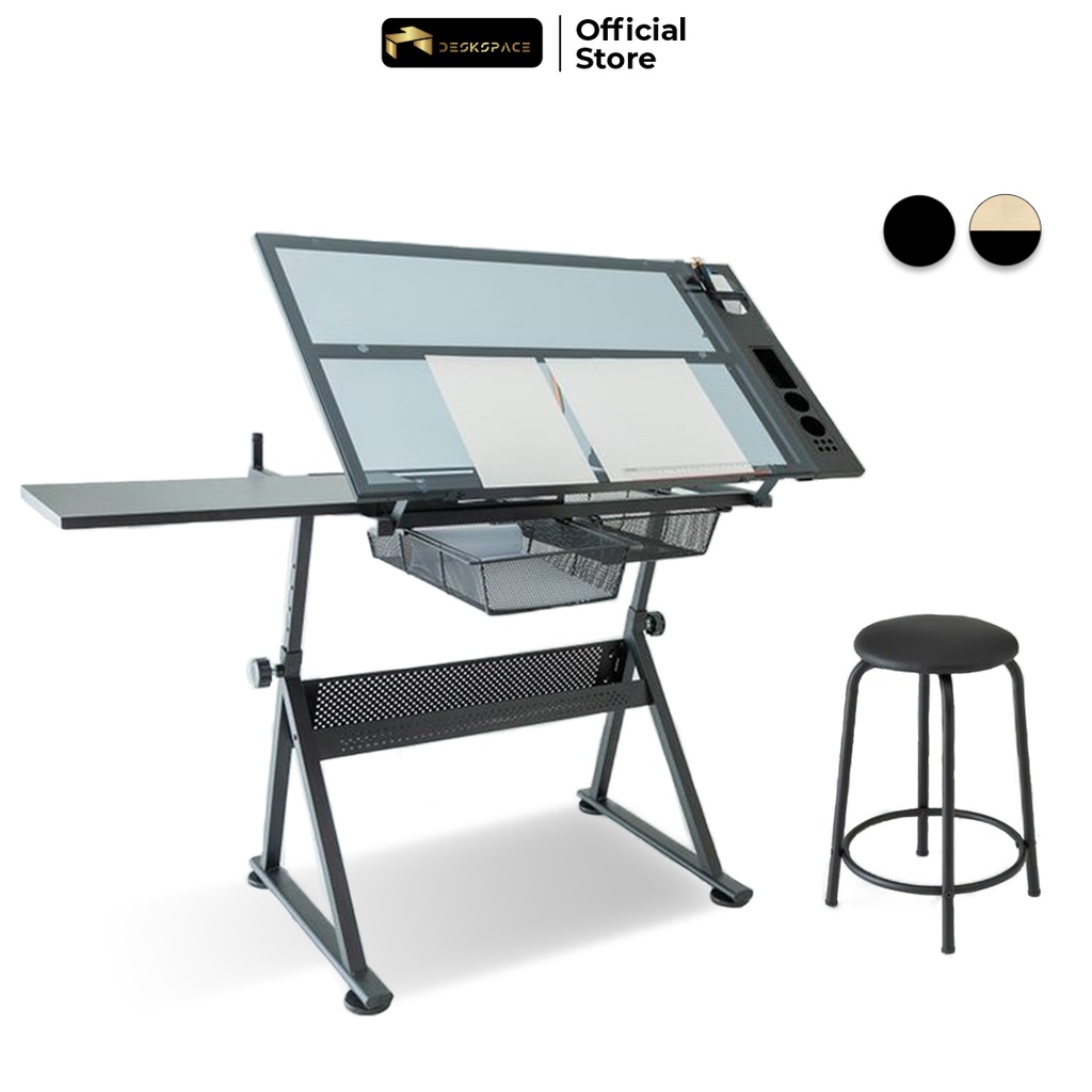 DESKSPACE โต๊ะเขียนแบบ โต๊ะดร๊าฟ ปรับมุมได้ถึง 80องศา ปรับระดับความสูงได้ รองรับกระดาษ a1 แถมฟรี