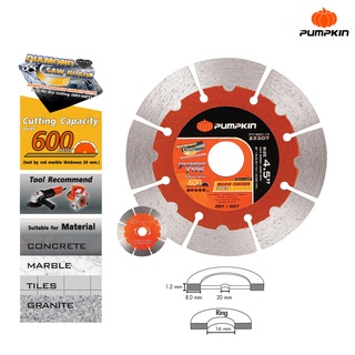 PUMPKIN พิมคิน - ใบตัดเพชร เซาะร่องปูน คอนกรีต SEGMENT TYPE GROOVE CONCRETE ขนาด 4.5 นิ้ว รุ่น PTT-SGC115