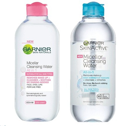 การ์นิเย่ สกิน แนทเชอรัลส์ ไมเซล่า คลีนซิ่ง วอเตอร์  400ml. GARNIER MICELLAR Cleansing Water (ล้างเค