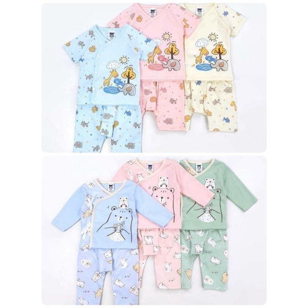 Mami babyชุดเด็กแรกเกิด(0-3เดือน) เด็กอ่อน แขนสั้น แขนยาว แบบผูกหน้า และแบบกระดุม
