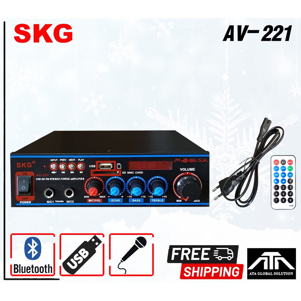 ขยาย SKG AV 221ขยายติดรถยนต์ รถแห่ ประกาศ กระจายเสียง แอมป์