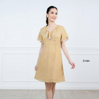 AMILA Dress AM-D1084 อังโกร่า แขนสั้น IGPU22-12