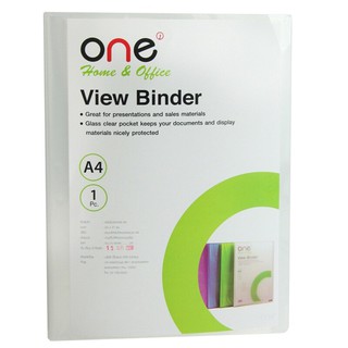 แฟ้มโชว์เอกสาร A4 สีใส (30ซอง/เล่ม) ONE/Clear A4 file display folder (30 envelopes / book) ONE