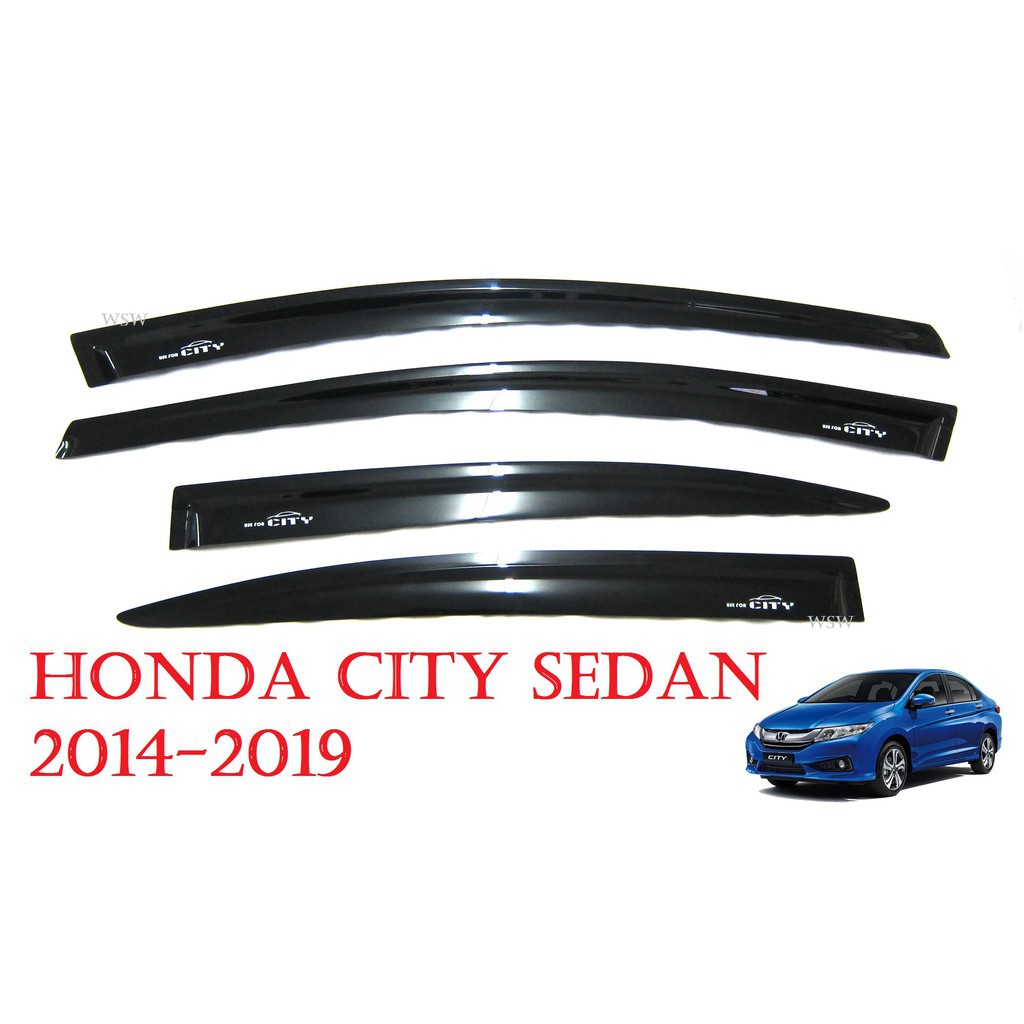 (4ชิ้น) กันสาดประตู รถยนต์ ฮอนด้า ซิตี้ ใหม่ ปี 2014 - 2019 สีดำ HONDA CITY Windshield กันสาด กันฝน ของแต่งซิตี้ AO