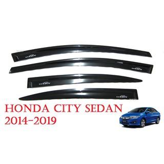 (4ชิ้น) กันสาดประตู รถยนต์ ฮอนด้า ซิตี้ ใหม่ ปี 2014 - 2019 สีดำ HONDA CITY Windshield กันสาด กันฝน ของแต่งซิตี้ AO