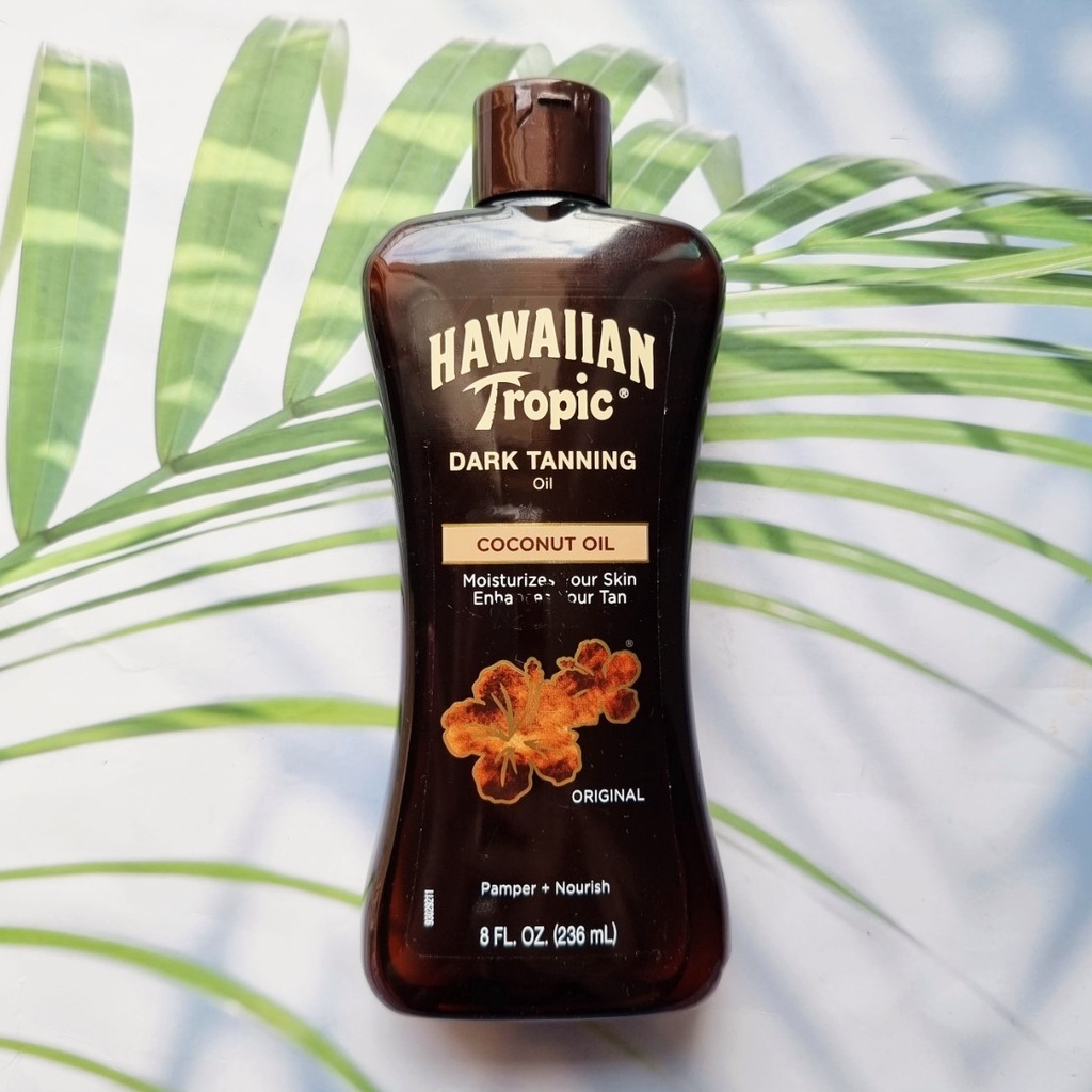 น้ำมันทาตัว เพื่อผิวแทน Dark Tanning Oil, Coconut Oil, Original 236 ml (Hawaiian Tropic®) ออยอาบแดด 