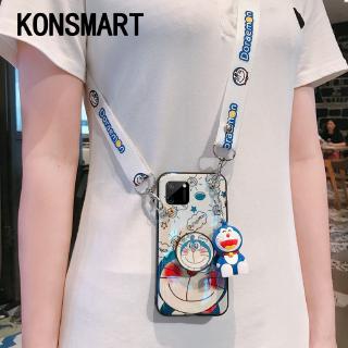 เคส Realme C11 Case Blu-ray Doraemon Cartoon Doll Bracket Couple Phone Casing เรียวมี C11 With Fashion Letter Strap