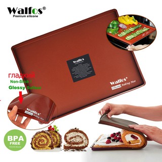 WALFOS เสื่อเตาอบซิลิโคนเกรดอาหาร  แผ่นรองอบเค้กแบบไม่ติดแผ่…