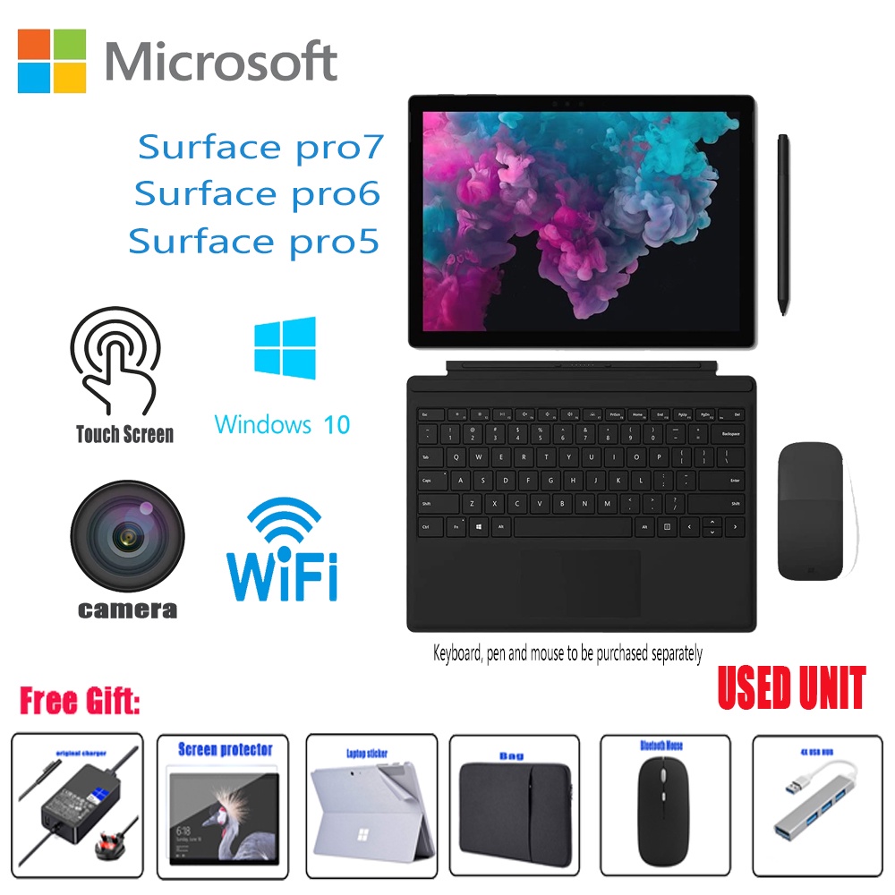 Microsoft Surface pro 5 Pro6 Pro7 Pro4 Pro3 แล็ปท็อป 2 in 1 Intel Core M3 7Y30 i5-7th Gen 4GB/8GB/16