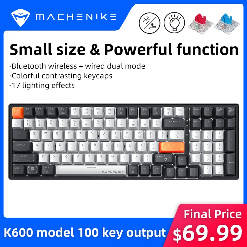 Mechanical Keyboard Gaming Keyboard Machenike K600 Bluetooth Wireless