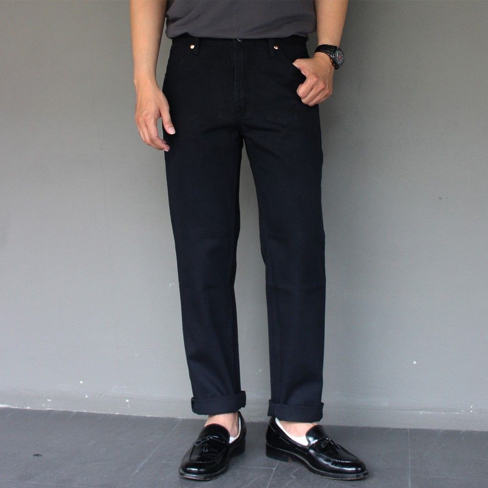 ใส่โค้ด GDZDEC1 ลด 15% Golden Zebra Jeansกางเกงยีนส์ชายขากระบอกใหญ่สีดำ กรมท่า (Sizeเอว 28-44) #888