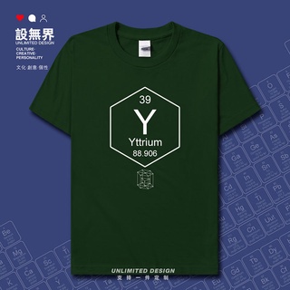 เสื้อยืดผู้ชาย ชุด Unbounded องค์ประกอบทางเคมี Yttrium Y ตารางธาตุ 39 สัญลักษณ์ Yttrium แขนสั้นเสื้อยืดผู้ชายและผู้หญิงห