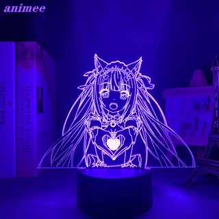 โคมไฟกลางคืน Led ลายการ์ตูนอนิเมะ Nekopara Chocola 3d สําหรับตกแต่งห้องนอนเด็ก ของขวัญวันเกิด