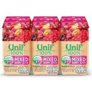 ยูนิฟ น้ำผักผลไม้ผสมน้ำมิกซ์เบอร์รี่รวม100% ขนาด 200ml ยกแพ็ค 6กล่อง UNIF MIXED BERRY MIXED VEGI FRUIT JUICE