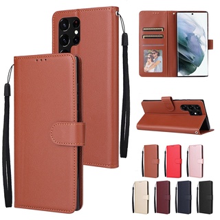 เคสหนังฝาพับ  Samsung Galaxy S23 ultra/S23 plus/S23/S22 Ultra/ S22 plus/ S22 /S21 Fe 5G มีช่องใส่นามบัตร