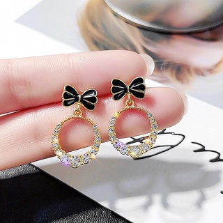 ใหม่ 925 เงินเข็ม stereoscopic bow-stud ต่างหู South Korea โลหะผสม rhinestone ต่างหูหญิง South Korea earring