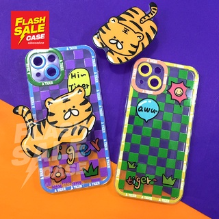 Samsung A12 A13 A23 A52(5G) A53(5G) เคสนิ่มใสกันกล้อง มุมตัด ฟรี Griptok ลายเสือน่ารัก เคสมือถือซิลิโคน TPU