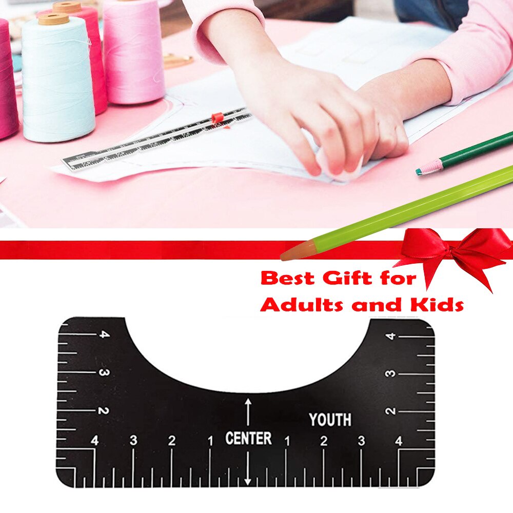 ไม้บรรทัดวัดจัดตําแหน่งเสื้อยืด 4 ชิ้น ต่อชุด