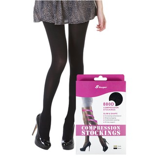 Getzhop ถุงน่อง กระชับสัดส่วน ขาเรียวเล็ก Slim and Shape S-Shaper Compression Stockings 880D (Black)
