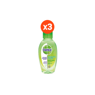 Dettol เจลล้างมืออนามัยแอลกอฮอล์ 70% สูตรหอมสดชื่นผสมอโลเวล่า 50 มล. x 3 ชิ้น