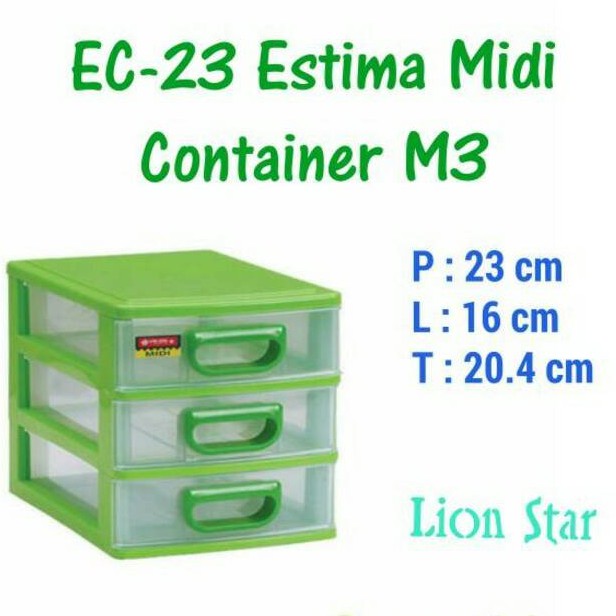 EC-23 Estima Midi Container M3 ลิ้นชักเก็บของ Midi 3 ชั้น
