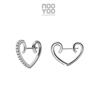 NooYoo ต่างหูสำหรับผิวแพ้ง่าย Heart Shaped Clicker with CZ