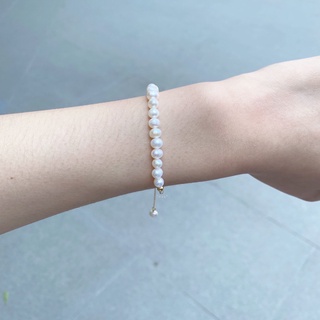 [พร้อมส่ง] กำไลข้อมือ Half pearl band bangle ✨ Silver 925 ไม่แพ้ไม่คัน 🎁 ห่อของขวัญฟรี