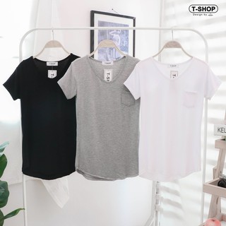 เสื้อเรยอนคอกุ้นแต่งกระเป๋า