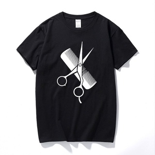 เสื้อยืดใหม่ 2022RAEEK Hip-Hop Simple Splicing Tee Tops Shirt Short Sleeve Men Gift Hairdresser Stylist Scissors Comb O-