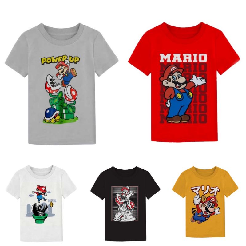 เสื้อยืดเด็กชาย Super Mario Bros ขนาด 8y 10y 12y 14y 16y / Mario Bros เสื้อยืดเด็ก