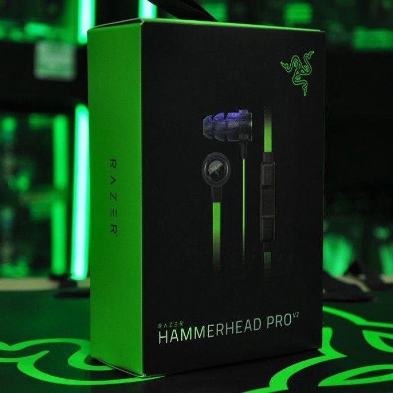Razer Hammerhead Pro V2 Earphone 3.5mm Wired In Ear Gaming Headset With Mic (หูฟังเกมมิ่ง พร้อมกล่อง)