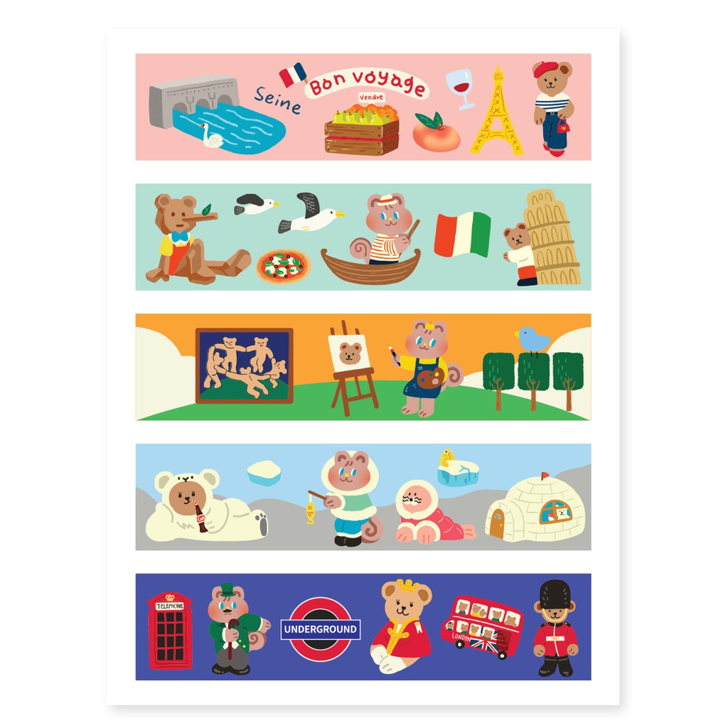 Jucy Bear Masking Seal เทปตกแต่ง ลายน้องหมี แบรนด์ Second Mansion จากเกาหลี ของแท้