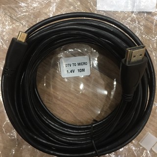 สาย Micro HDMI To HDMI Cable 10 M สัญญาณ HDMI สายสัญญานเสียงและภาพ สัญญานดีทนทานได้มาตรฐาน