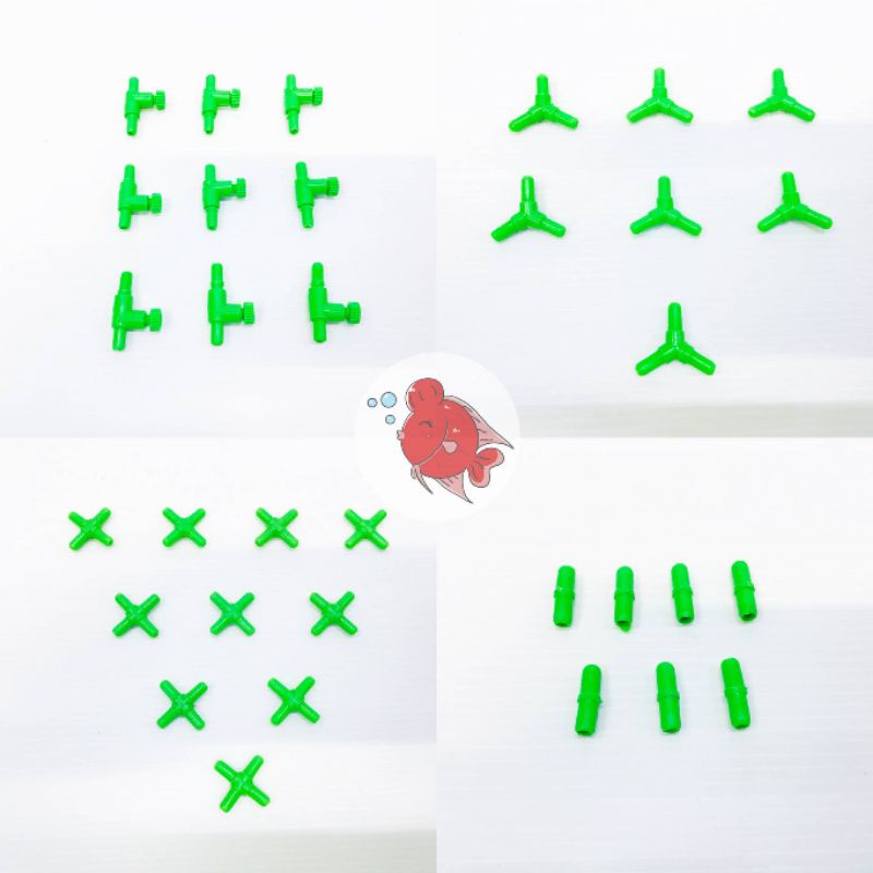 ตัวต่อสายลม สายออกซิเจน วาวปรับลม, สามทาง, สี่ทาง, ข้อต่อตรง 1ชุด = 5ชิ้น