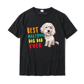 เสื้อยืดลําลอง ผ้าฝ้าย 100% แขนสั้น คอกลม พิมพ์ลาย Best Man Maltipoo Dog Father Day Ever ทรงหลวม แฟชั่นสําหรับผู้ชาย คู่