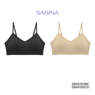 Sabina เสื้อชั้นใน (Set 2 ชิ้น) รุ่น Soft Collection รหัส SBXK260BK+SBXK260CD  สีดำ/สีเนื้อเข้ม