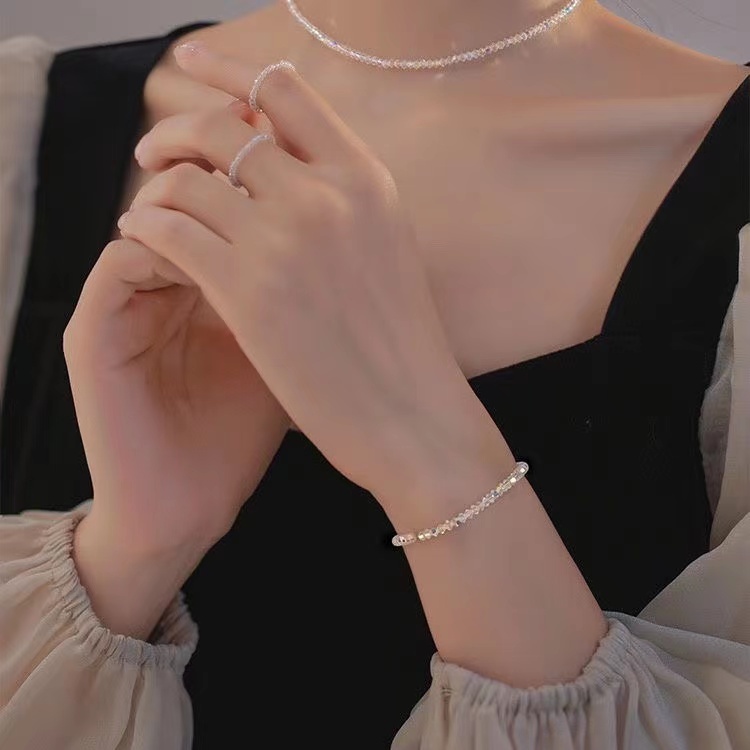 [YY] กระพริบมาก!สร้อยข้อมือ ประดับคริสตัล หรูหรา แบบเรียบง่าย ของแท้ แบบโฮมเมด สําหรับผู้หญิง
