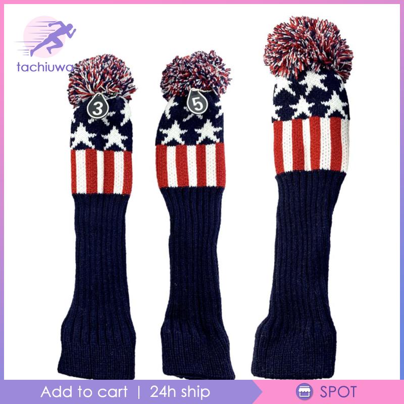 3pcs Golf Pom Pom Knit Headcover Fairway Woods Driver Hybrid Head Covers #8