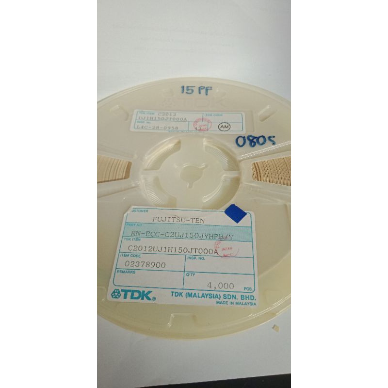 (ใส่โค้ดPEPE333 ลดเพิ่ม 15%)15PF 50V 15PFคาปาซิเตอร์ชิฟSMD(แพ็ค100ตัว) SIZE:0805 TDKมาเลเซีย Cชิฟ15P