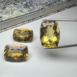 Natural Lemon Quartz น้ำหนักรวม 57.65ct 3เม็ด (21x15.2x11.2) (20x14.5x9.5) พลอย เลมอลควอตซ์ เหลี่ยมสวยสะอาดไร้ตำหนิ